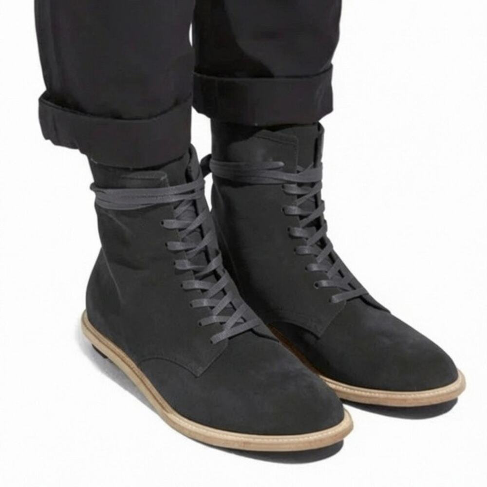 VALAS Los Angeles Men's 12 Italian Black Nubuck Suede Leather Rebel Boots